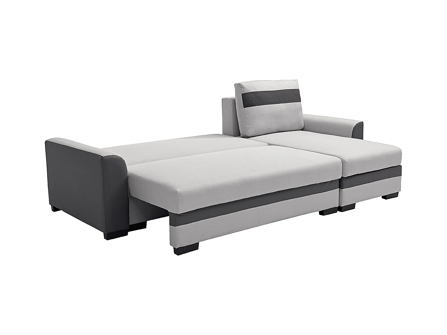 Canapé d'angle réversible et convertible en tissu et simili gris clair GIANY II