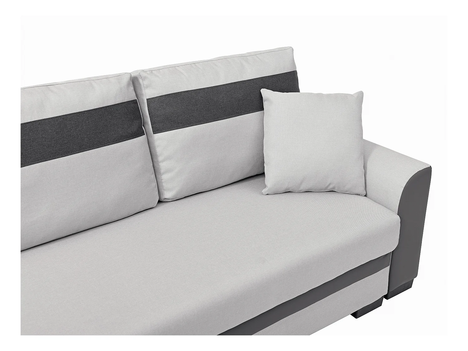 Canapé d'angle réversible et convertible en tissu et simili gris clair GIANY II