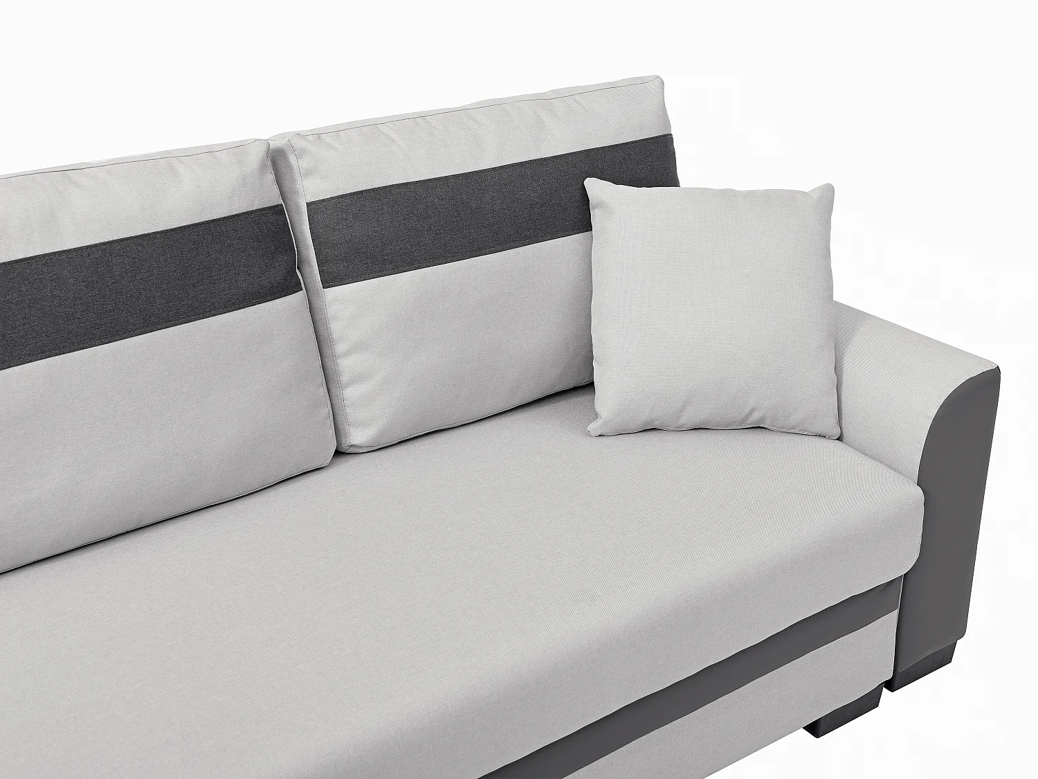 Canapé d'angle réversible et convertible en tissu et simili gris clair GIANY II
