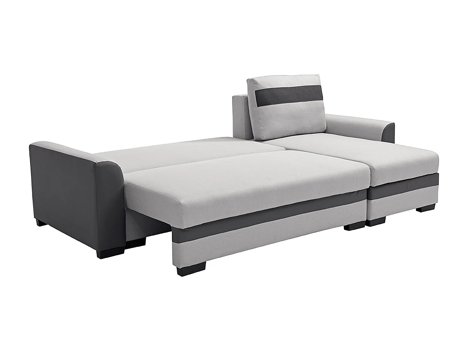 Canapé d'angle réversible et convertible en tissu et simili gris clair GIANY II