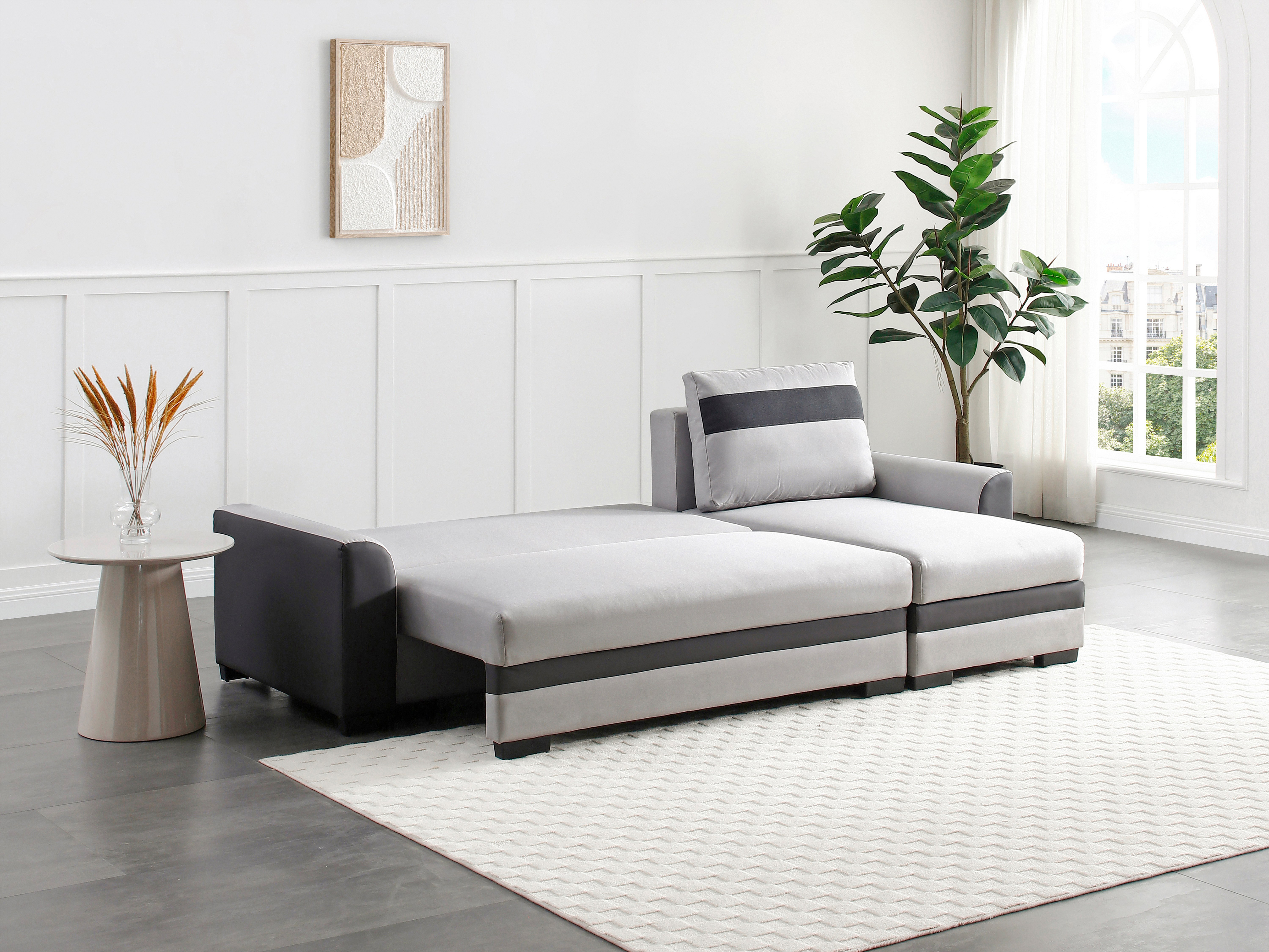 Yaheetech Sofá Caa Convertible Ajustable Oderno De Piel Sintética