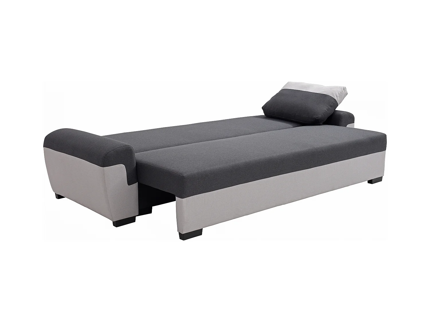 Driezits-slaapbank van antracietgrijze en lichtgrijze stof GABY II