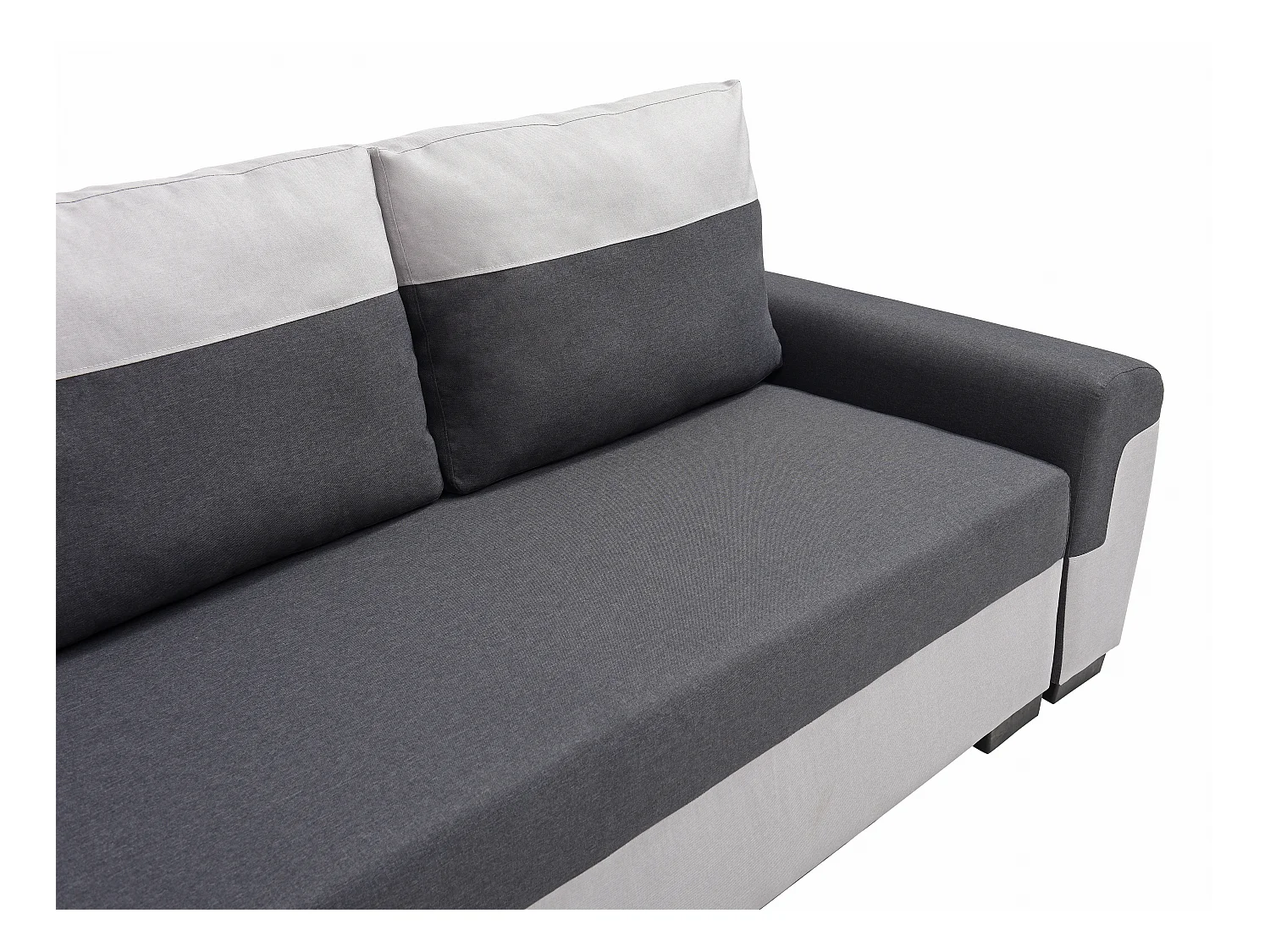 Driezits-slaapbank van antracietgrijze en lichtgrijze stof GABY II