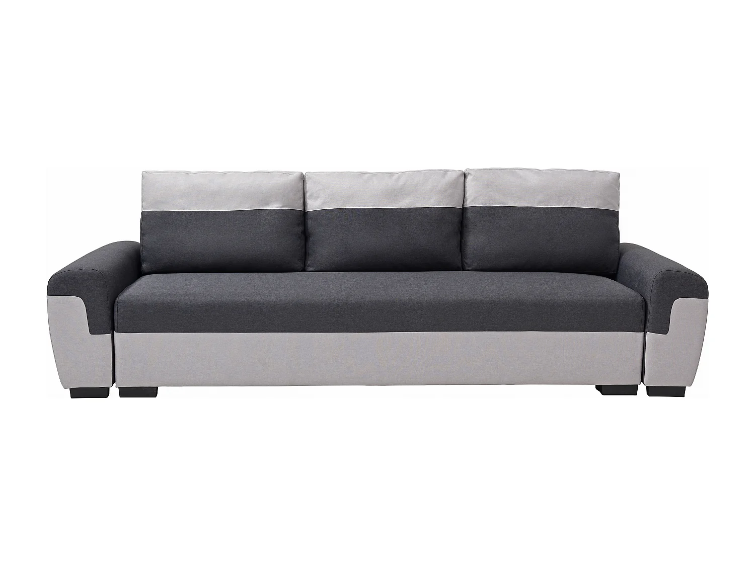 Canapé 3 places convertible en tissu anthracite et gris clair GABY II