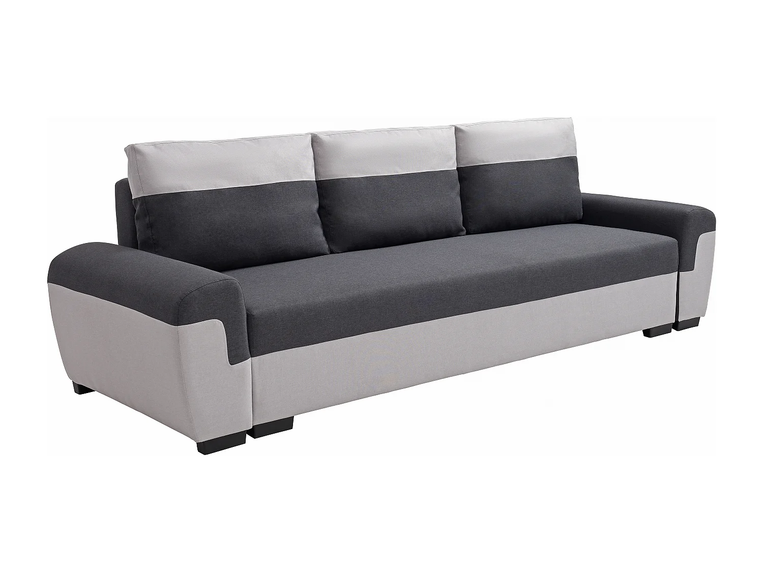 Canapé 3 places convertible en tissu anthracite et gris clair GABY II