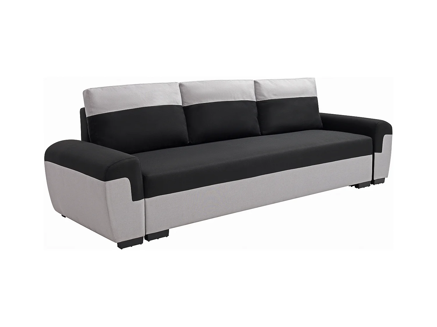Sofa 3-Sitzer mit Schlaffunktion - Stoff - Schwarz & Hellgrau - GABY II