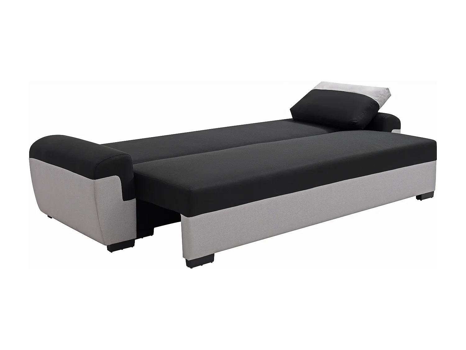 Canapé 3 places convertible en tissu noir et gris clair GABY II