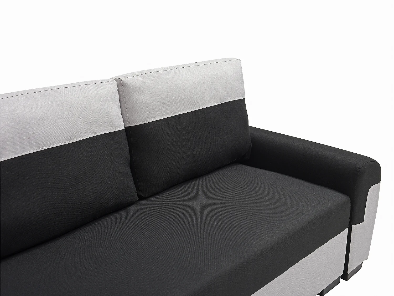 Canapé 3 places convertible en tissu noir et gris clair GABY II