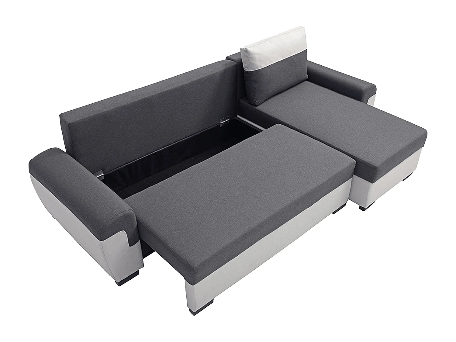 Sofá rinconera reversible de tela antracita y gris claro GABY II