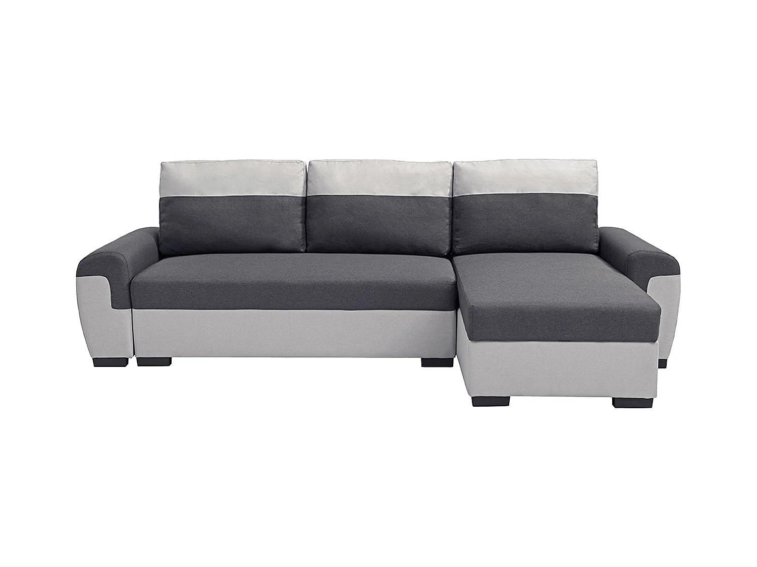 Ecksofa mit Schlaffunktion - Ecke wechselbar - Stoff - Anthrazit & Hellgrau - GABY II