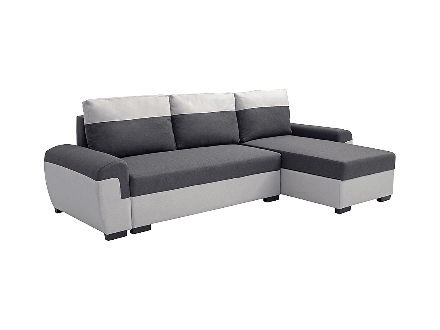 Ecksofa mit Schlaffunktion - Ecke wechselbar - Stoff - Anthrazit & Hellgrau - GABY II