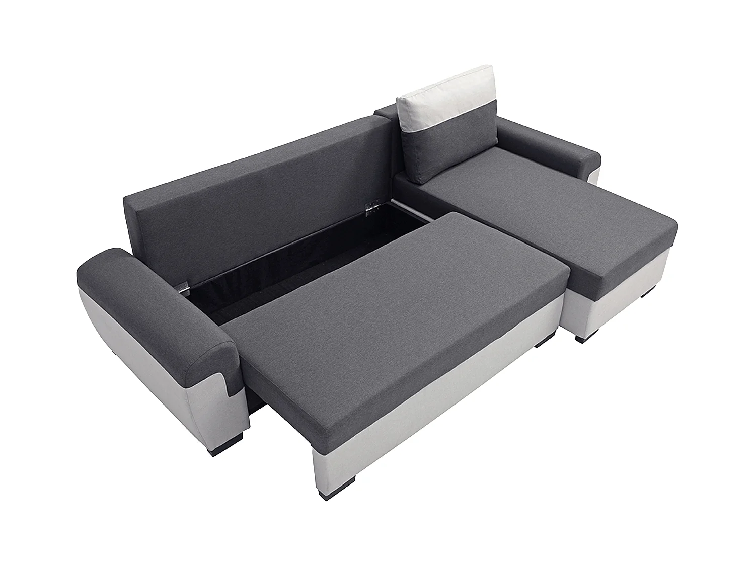 Ecksofa mit Schlaffunktion - Ecke wechselbar - Stoff - Anthrazit & Hellgrau - GABY II