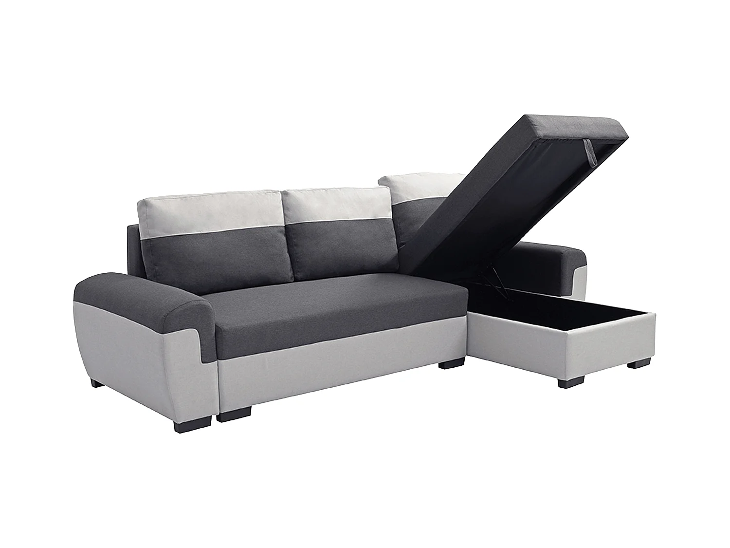 Ecksofa mit Schlaffunktion - Ecke wechselbar - Stoff - Anthrazit & Hellgrau - GABY II