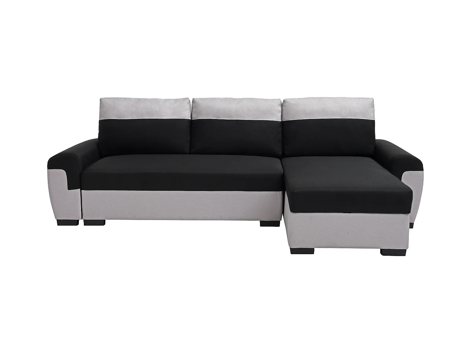 Ecksofa mit Schlaffunktion - Ecke wechselbar - Stoff - Schwarz & Hellgrau - GABY II