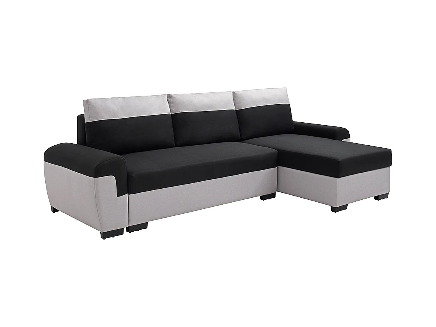 Ecksofa mit Schlaffunktion - Ecke wechselbar - Stoff - Schwarz & Hellgrau - GABY II