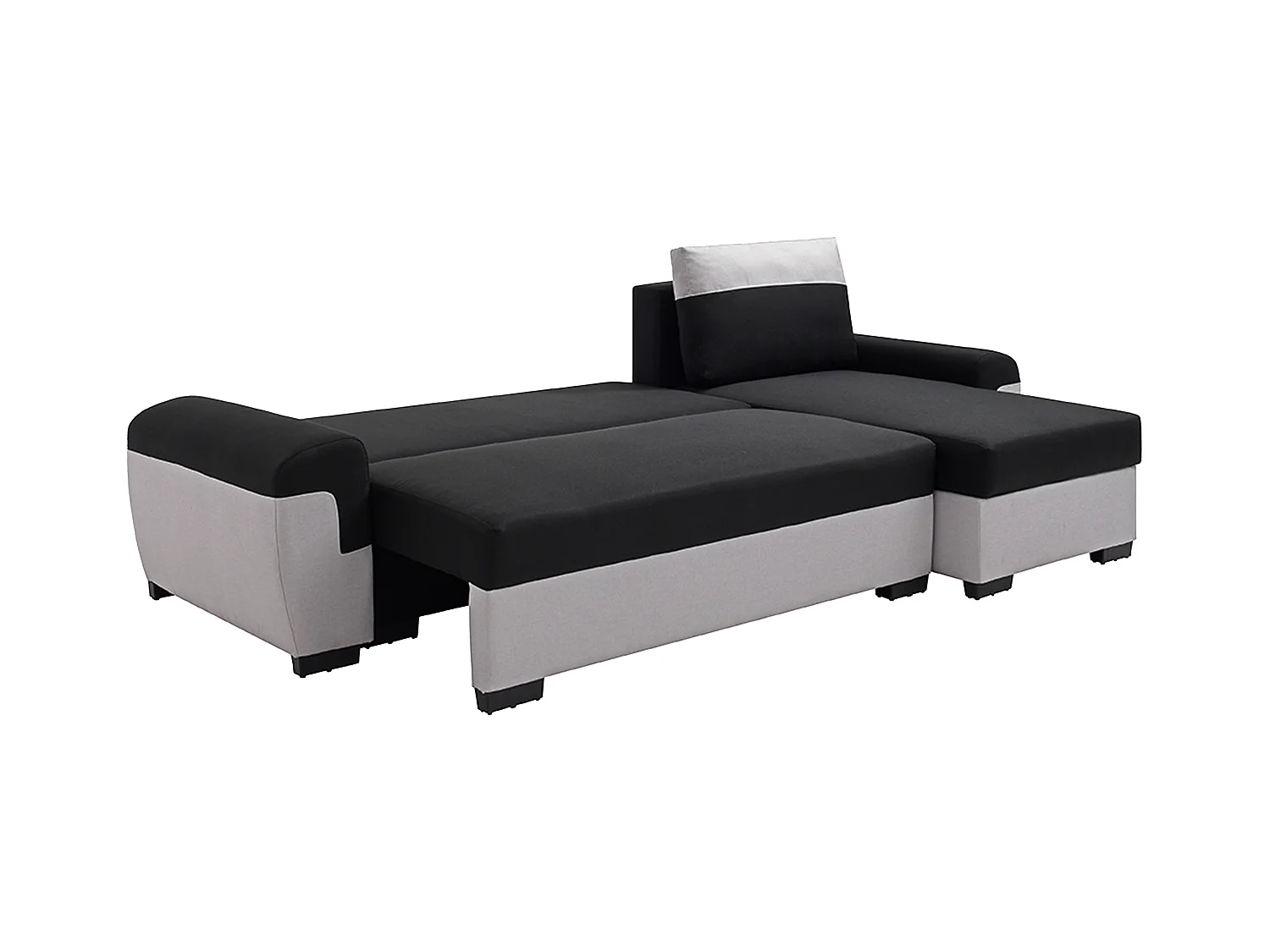 Ecksofa mit Schlaffunktion - Ecke wechselbar - Stoff - Schwarz & Hellgrau - GABY II