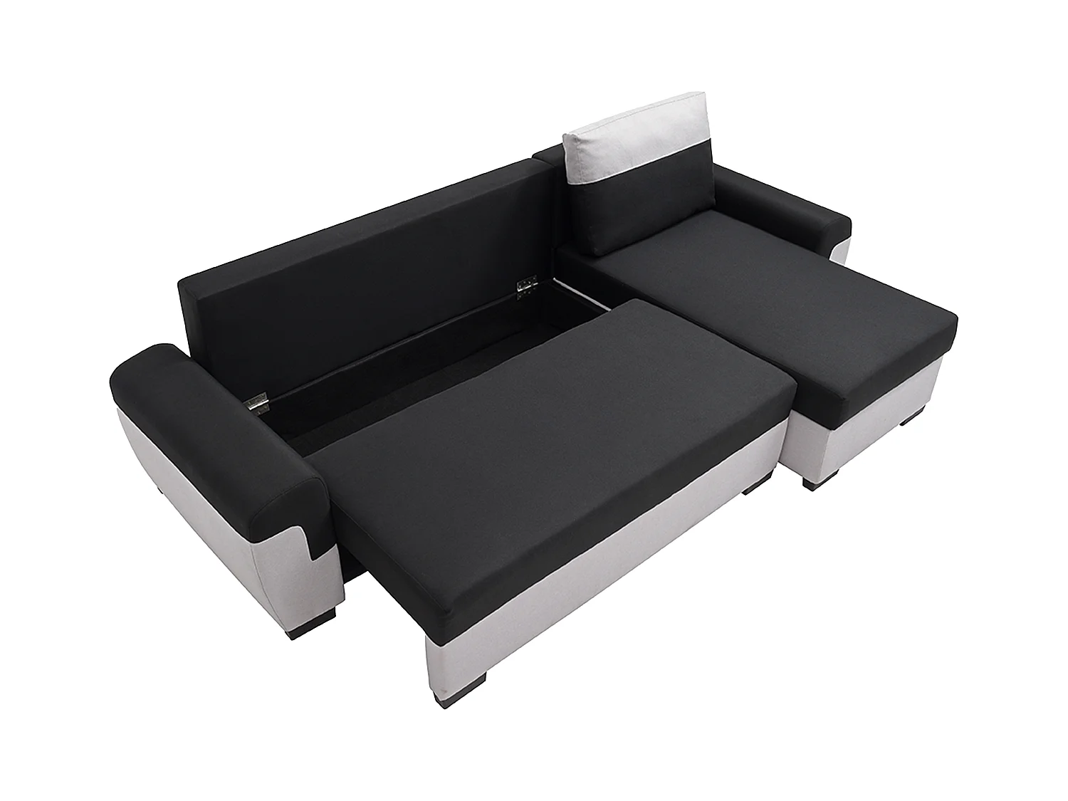 Ecksofa mit Schlaffunktion - Ecke wechselbar - Stoff - Schwarz & Hellgrau - GABY II