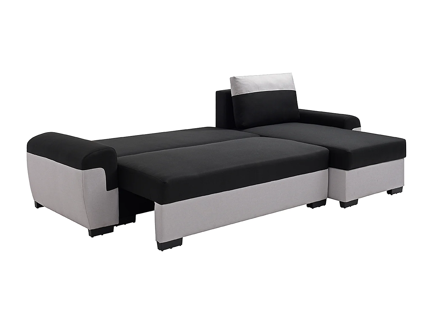 Canapé d'angle réversible et convertible en tissu noir et gris clair GABY II