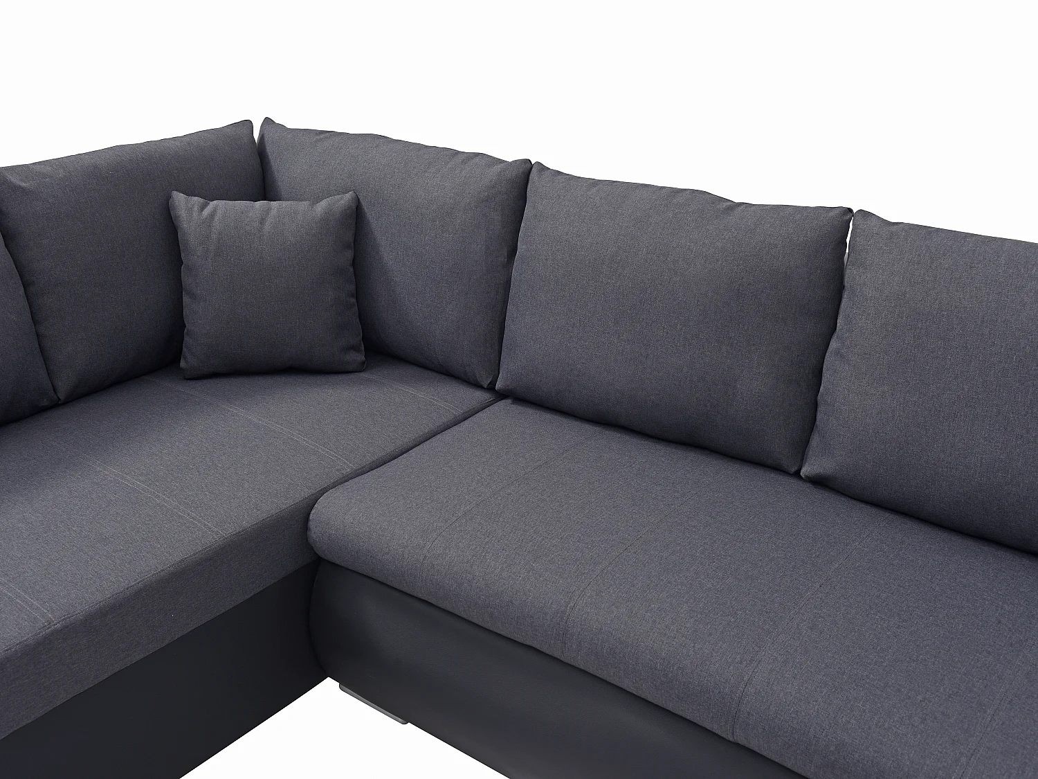 Höger panorama-bäddsoffa i svart konstläder och antracitgrått tyg DAKOTA II