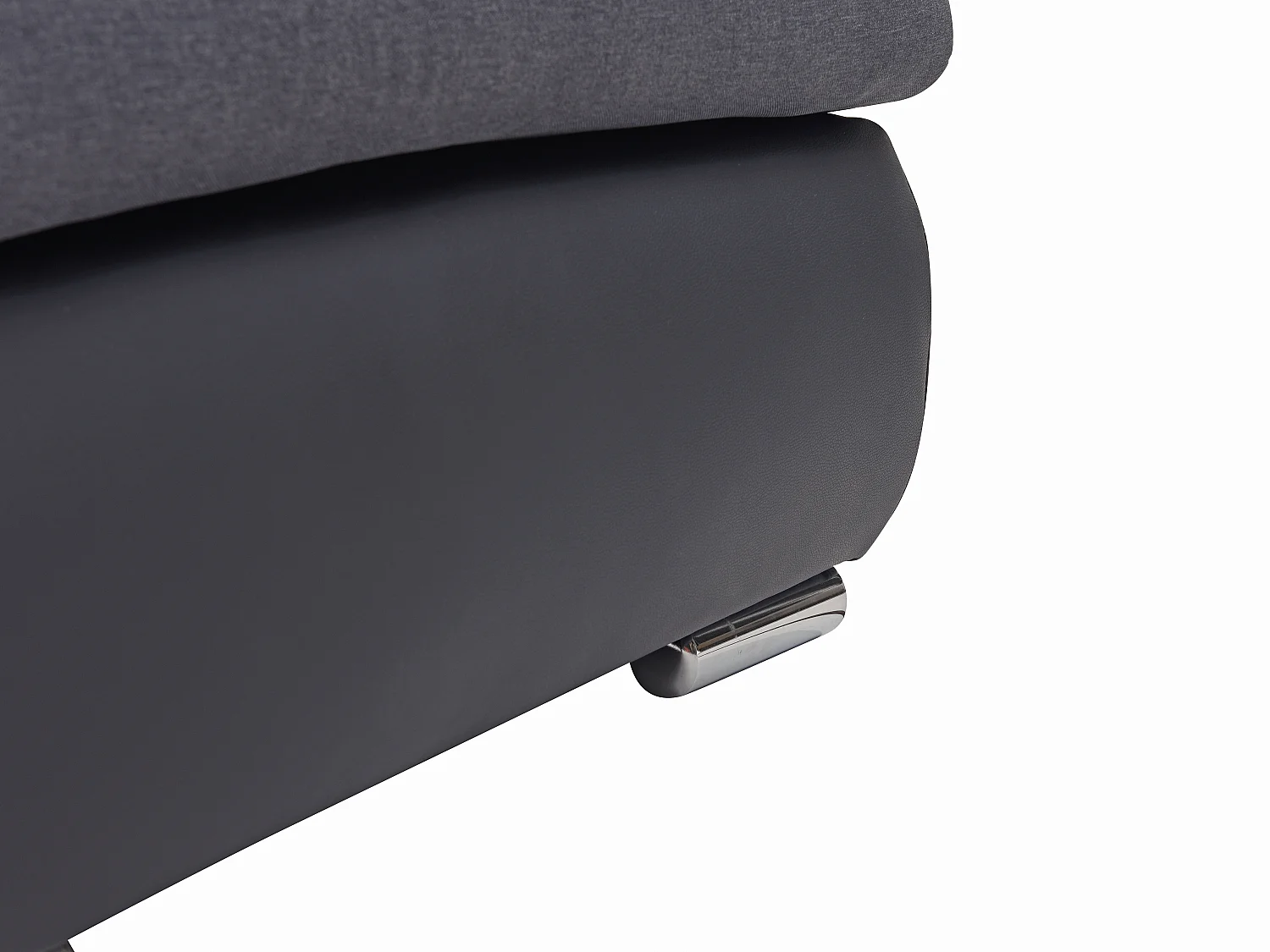 Höger panorama-bäddsoffa i svart konstläder och antracitgrått tyg DAKOTA II