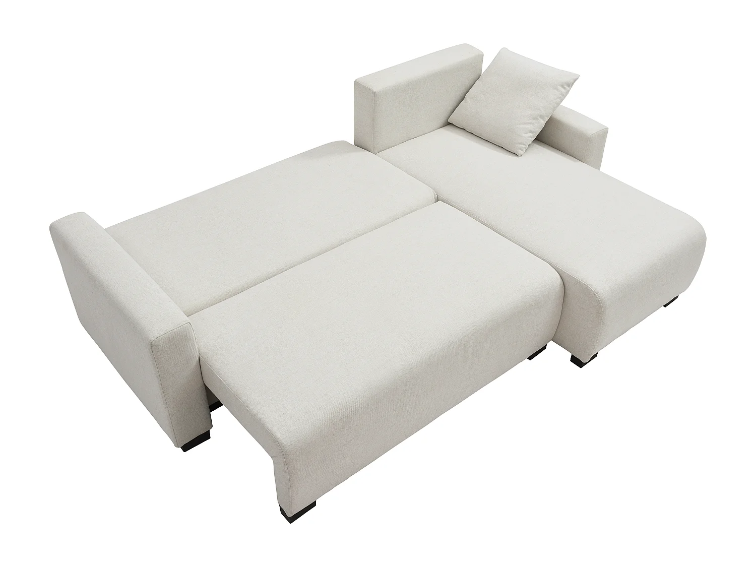 Omkeerbare hoekslaapbank van beige stof LADAZIA II