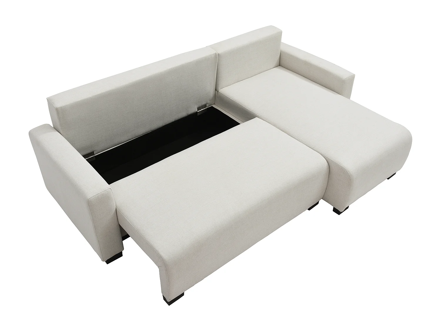 Omkeerbare hoekslaapbank van beige stof LADAZIA II