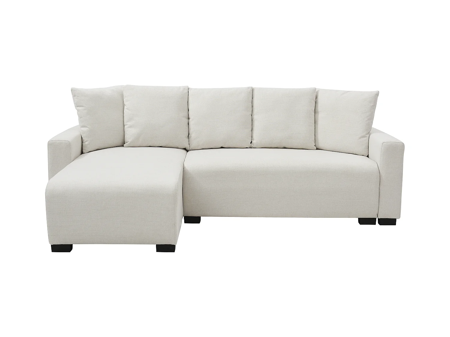 Ecksofa mit Schlaffunktion - Ecke wechselbar - Stoff - Beige - LADAZIA II
