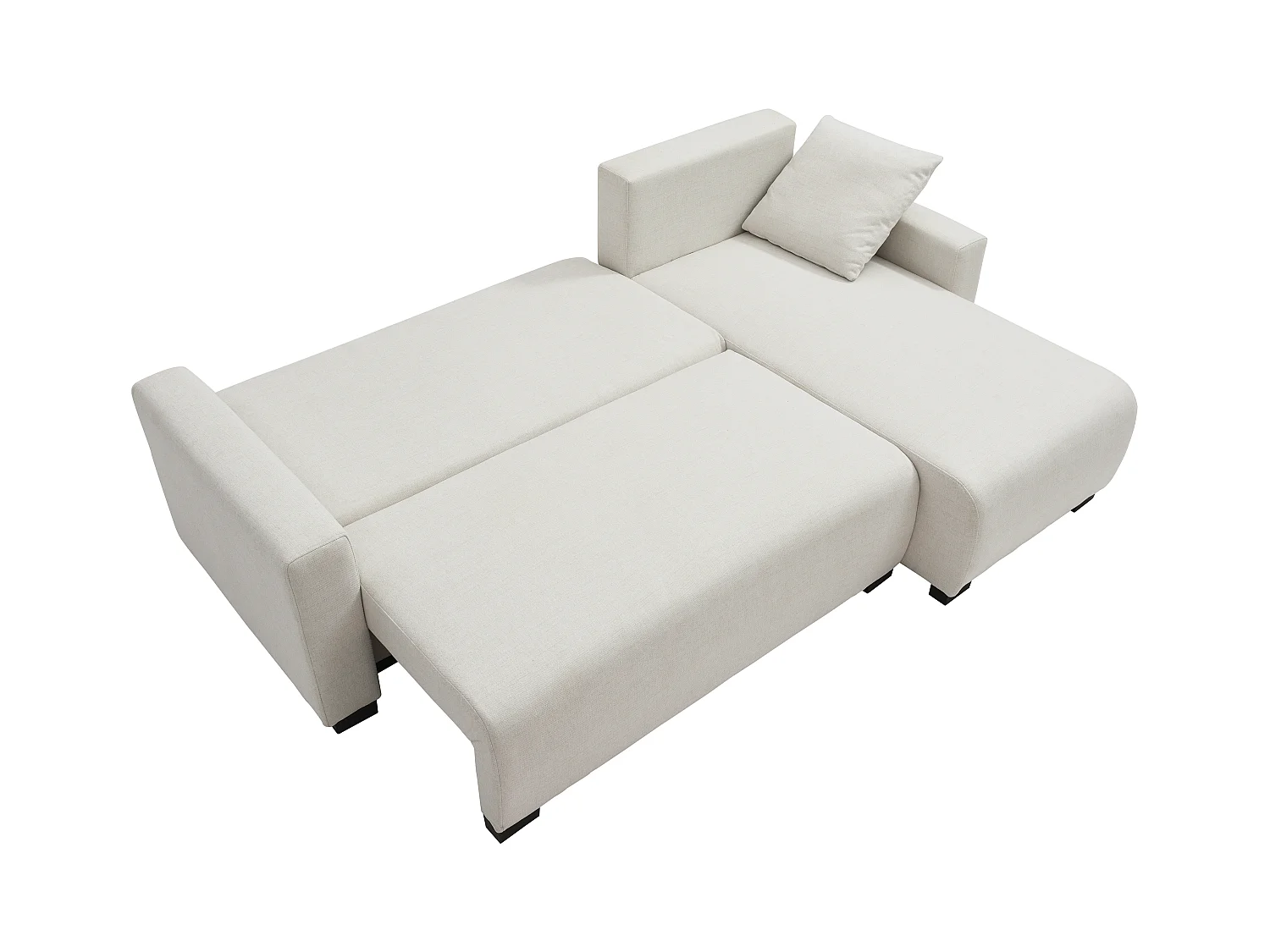 Ecksofa mit Schlaffunktion - Ecke wechselbar - Stoff - Beige - LADAZIA II