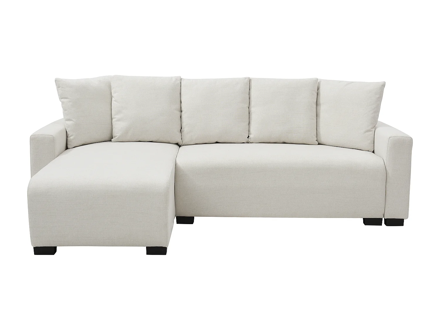 Omkeerbare hoekslaapbank van beige stof LADAZIA II