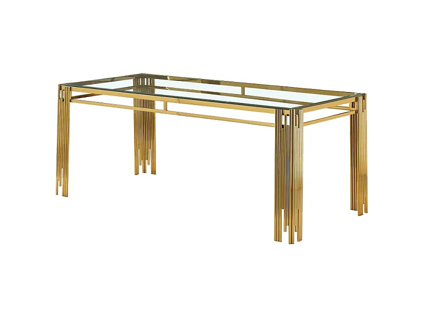 Table à manger FLUTE Gold Plateau en verre