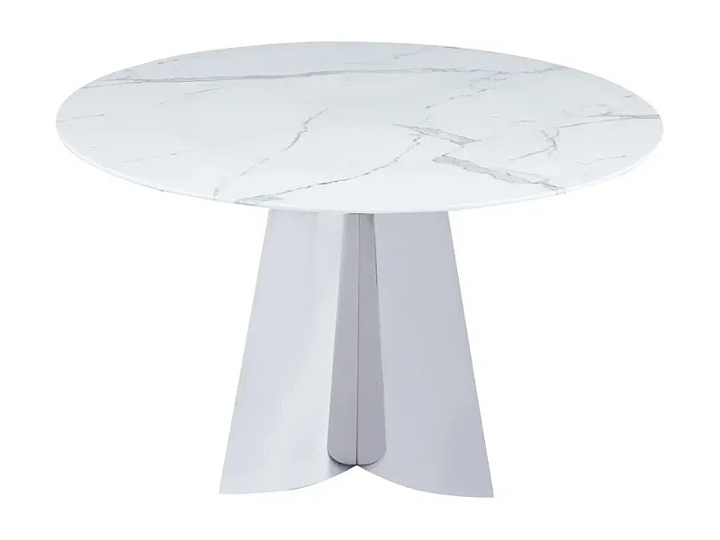 Table à manger CAPUCINE Chrome Marbre blanc