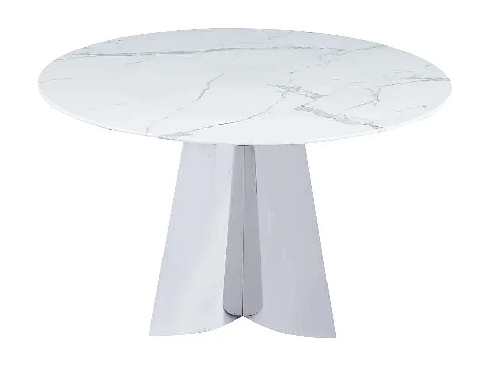 Table à manger CAPUCINE Chrome Marbre blanc