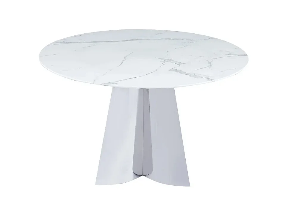 Table à manger CAPUCINE Chrome Marbre blanc