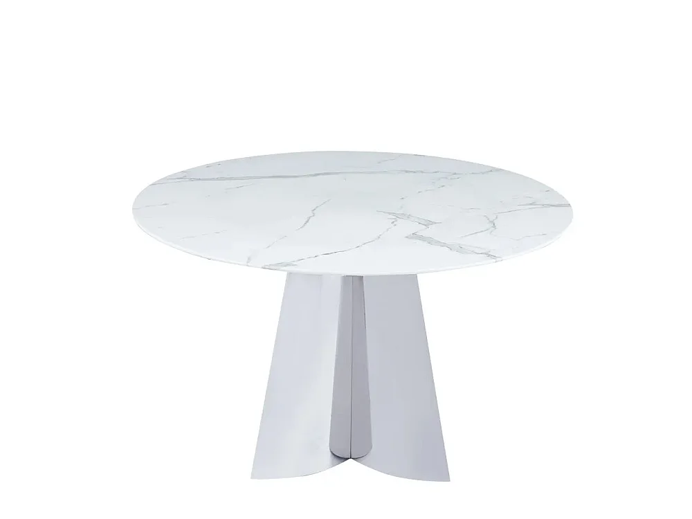 Table à manger CAPUCINE Chrome Marbre blanc