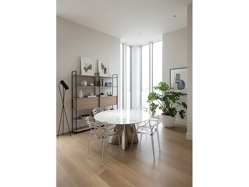 Table à manger CAPUCINE Chrome Marbre blanc