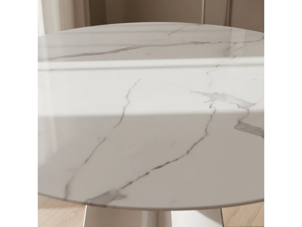 Table à manger CAPUCINE Chrome Marbre blanc