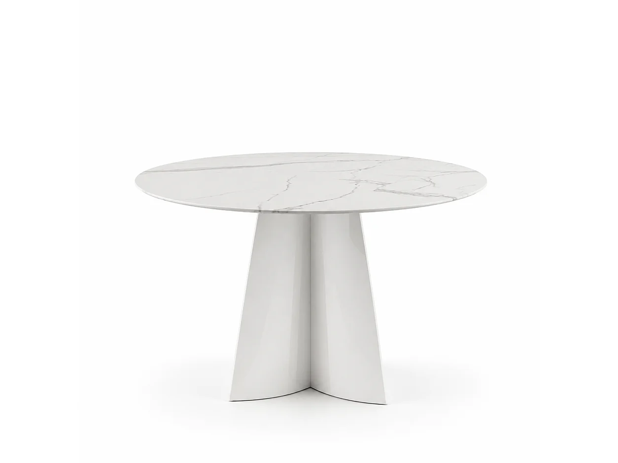 Table à manger CAPUCINE Chrome Marbre blanc