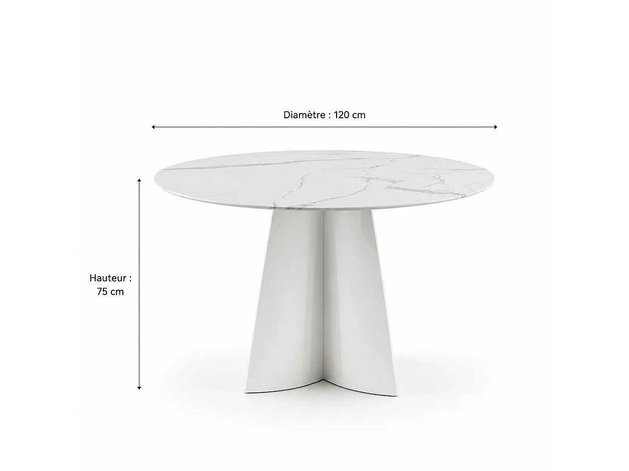 Table à manger CAPUCINE Chrome Marbre blanc