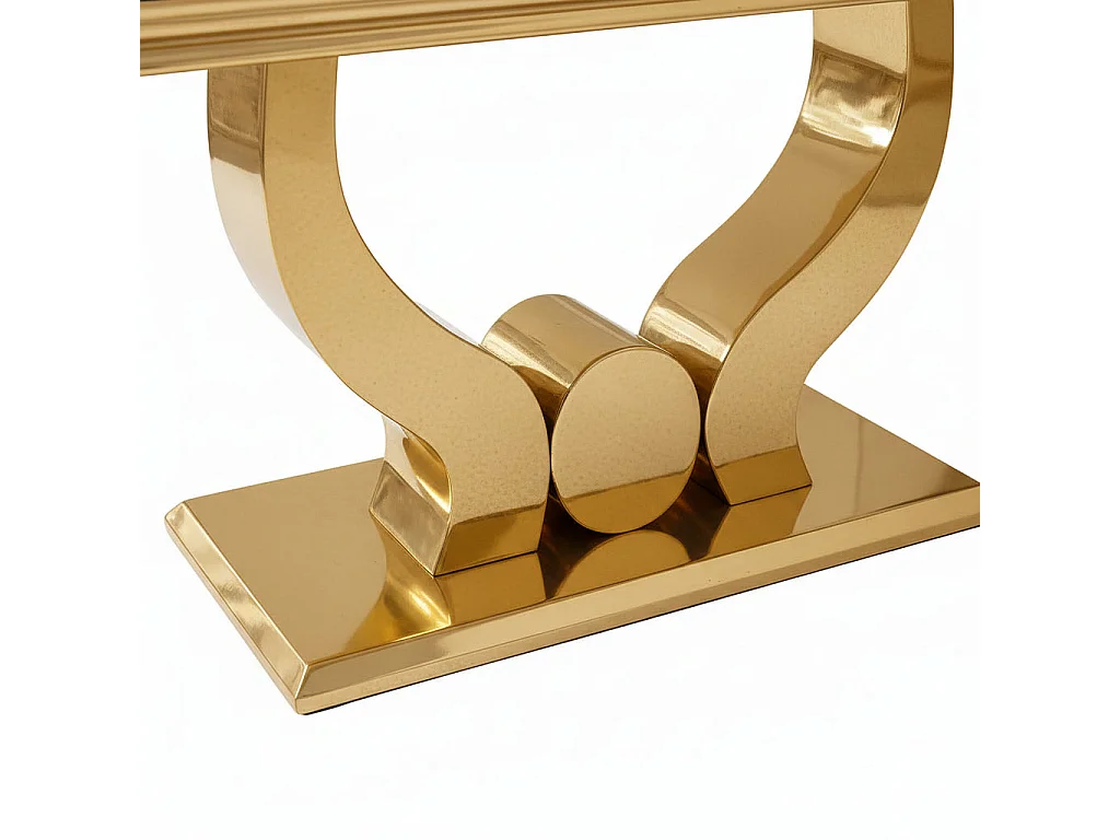 Table à manger TROFY 4 à 6 personnes 150x90 cm Gold verre effet marbré noir