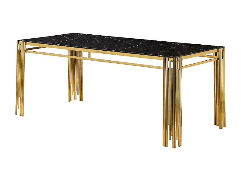 Table à manger FLUTE Gold Plateau en verre