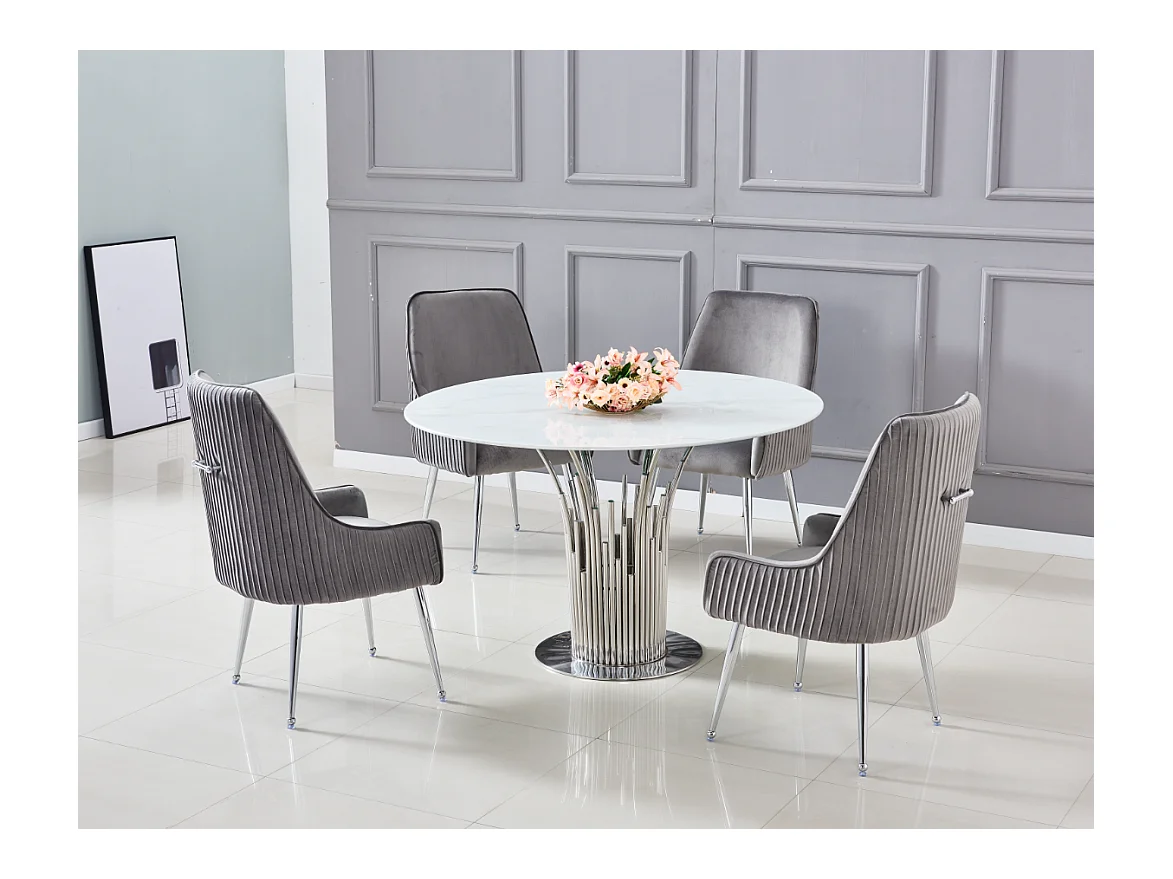 Table à manger ronde FLUTE Chrome