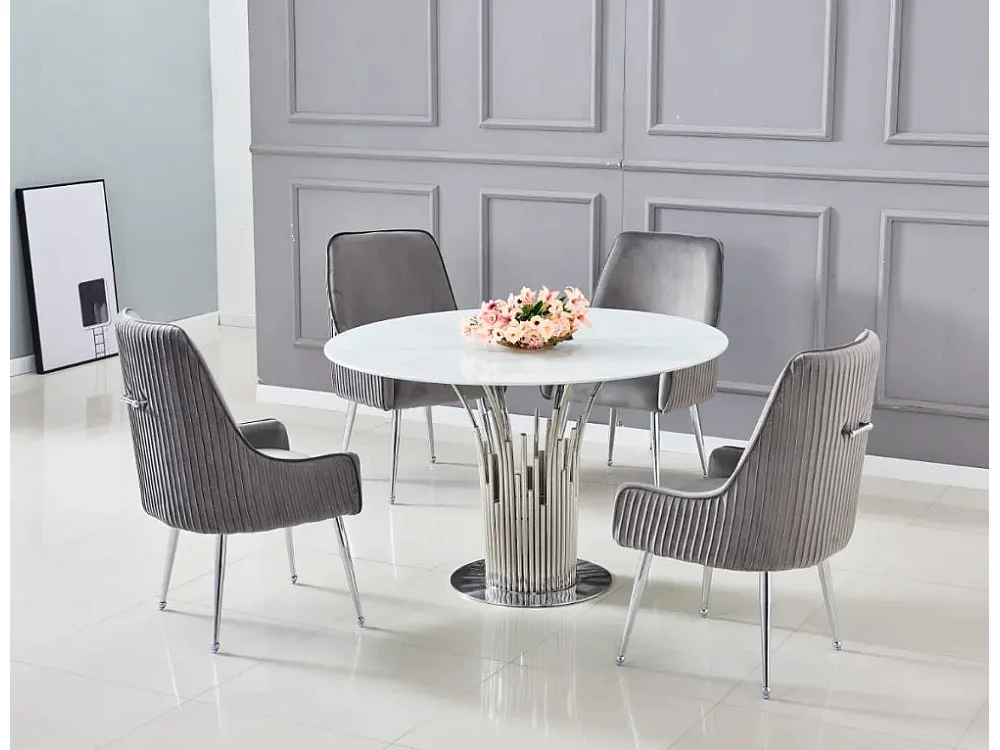 Table à manger ronde FLUTE Chrome