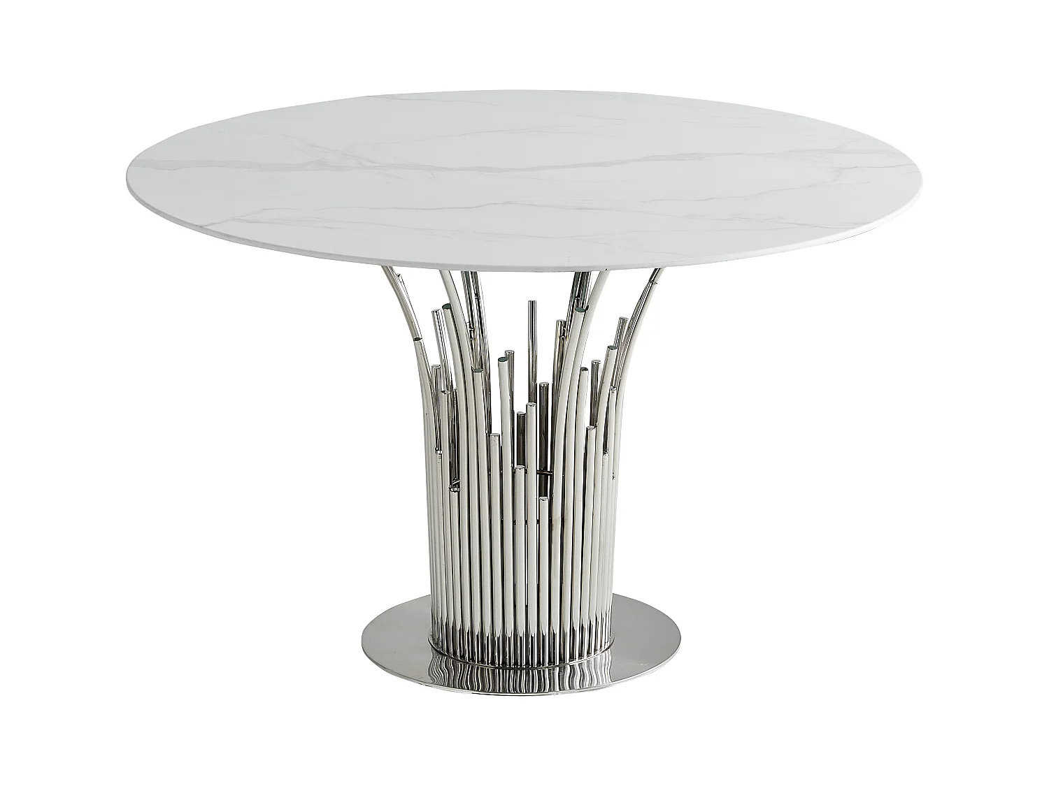 Table à manger ronde FLUTE Chrome
