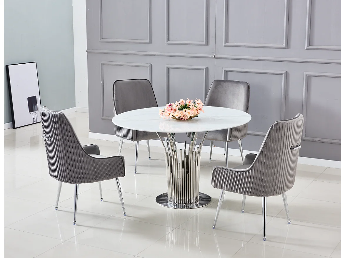 Table à manger ronde FLUTE Chrome