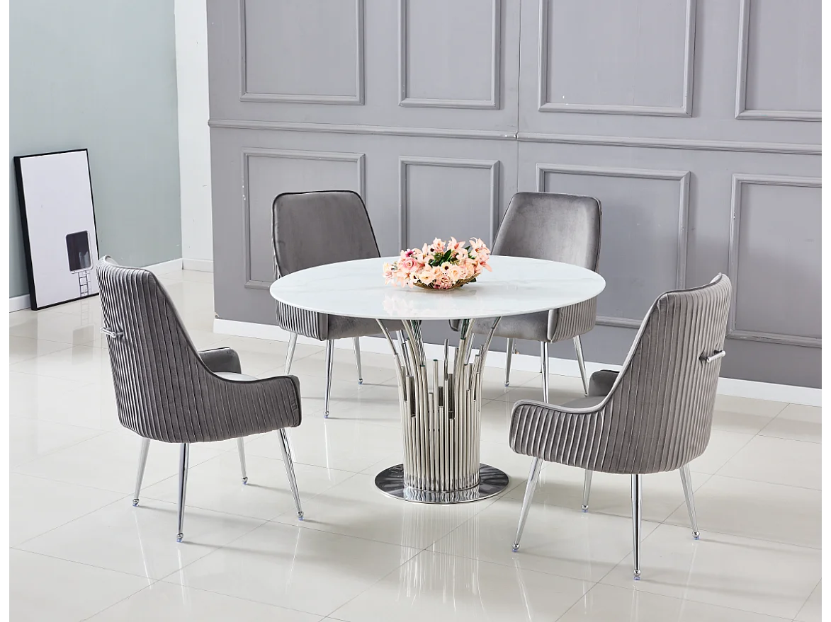 Table à manger ronde FLUTE Chrome