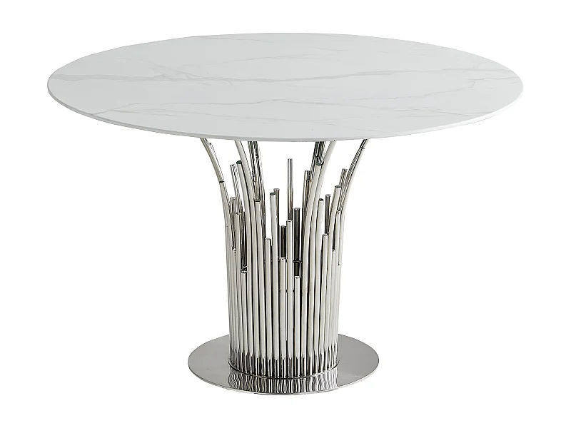 Table à manger ronde FLUTE Chrome