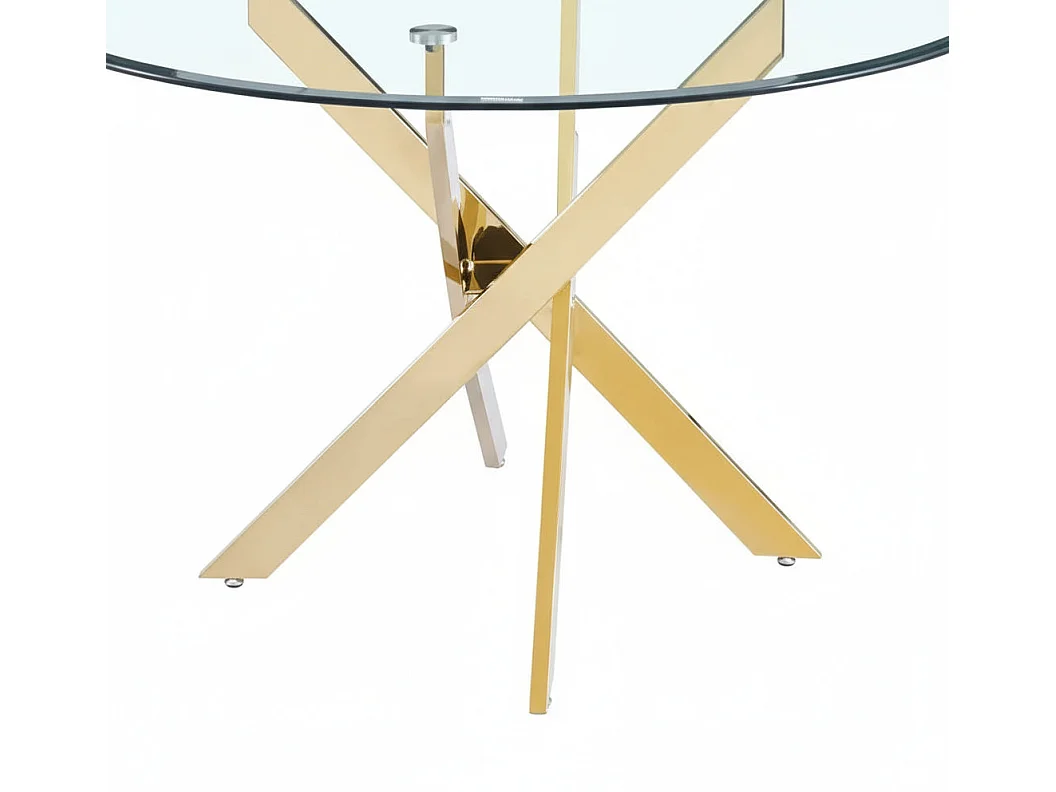 Table a manger ronde JESSICA Gold XXL 120 cm 4 couverts transparent
