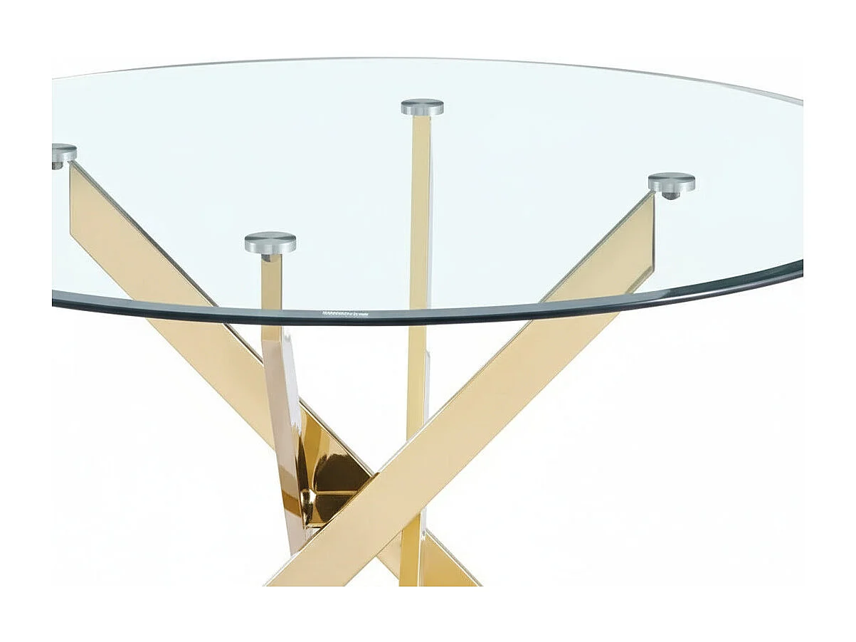 Table a manger ronde JESSICA Gold XXL 120 cm 4 couverts transparent