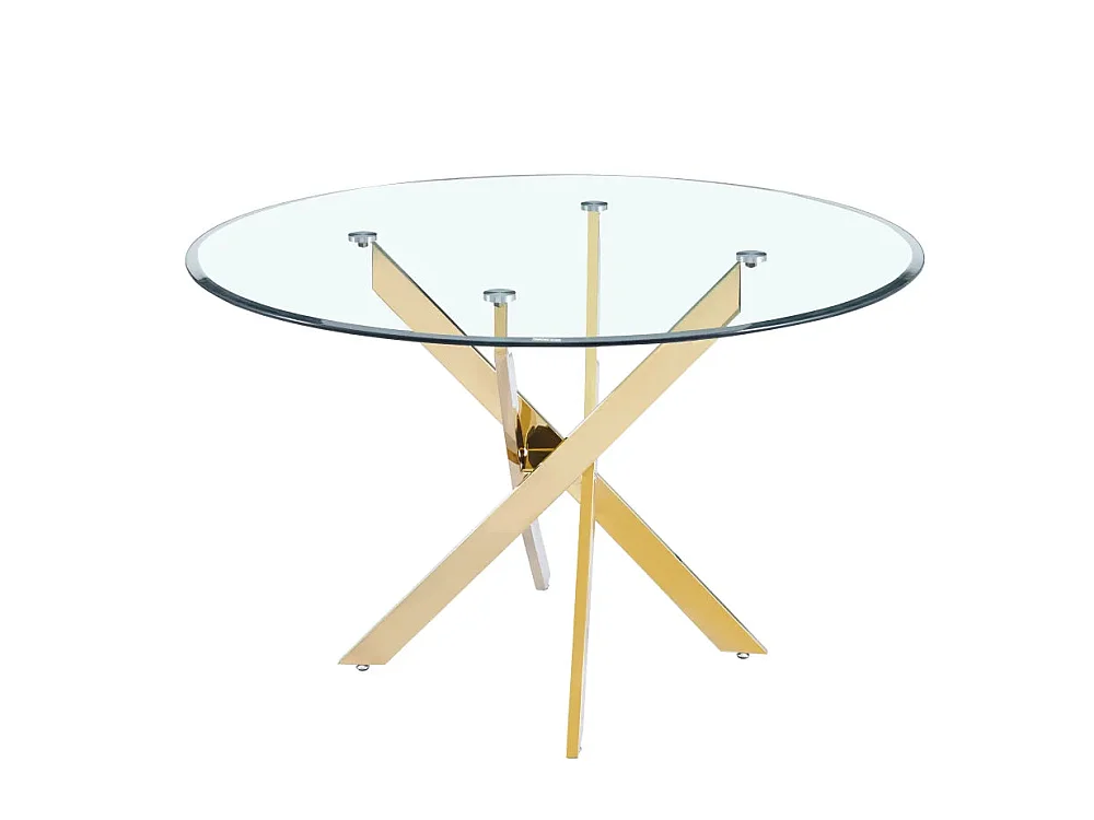 Table à  manger ronde JESSICA Gold XXL 120 cm 4 couverts transparent