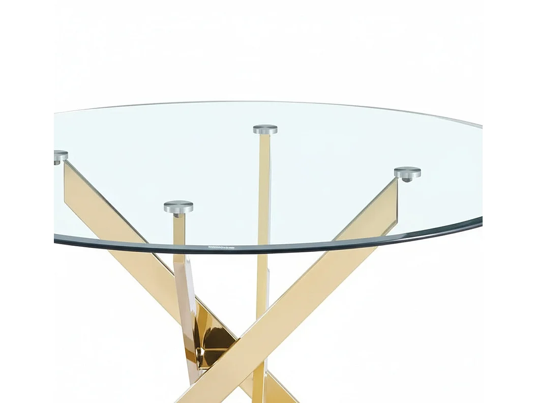 Table à  manger ronde JESSICA Gold XXL 120 cm 4 couverts transparent